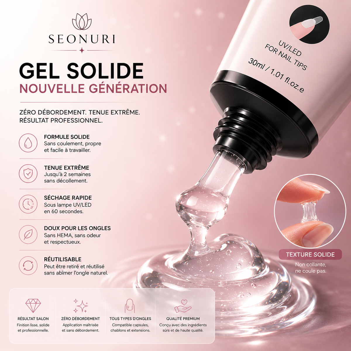 Gel adhésif UV pour PRESS ON NAILS